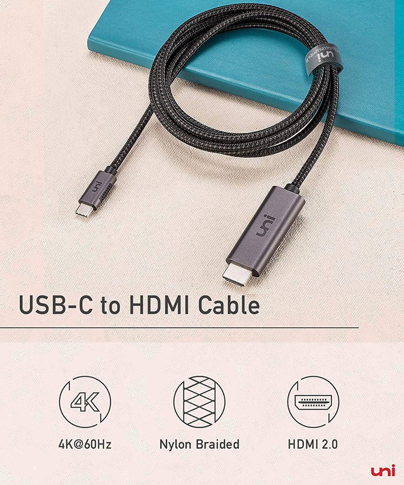 uni USB C to HDMI Cable 3ft 4K@60Hz, ONE-Way USB Type-C to HDMI Braided Cable (Thunderbolt 3/4 Compatible) with MacBook Pro/Air 2023, iPhone 15 Pro/Max, Samsung S24, Chromebook and More - Image 2